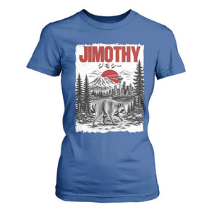 Jimothy The Raccoon T Shirt For Women Seattle Skyline Mount Rainier Japanese Retro Vintage Art