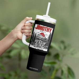 Jimothy The Raccoon Tumbler With Handle Seattle Skyline Mount Rainier Japanese Retro Vintage Art
