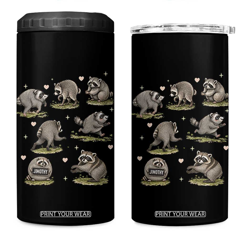 Cute Jimothy The Raccoon 4 in 1 Can Cooler Tumbler Viral Seattle Wildlife Trash Panda Gift TS12 One Size: 16 oz Black Print Your Wear