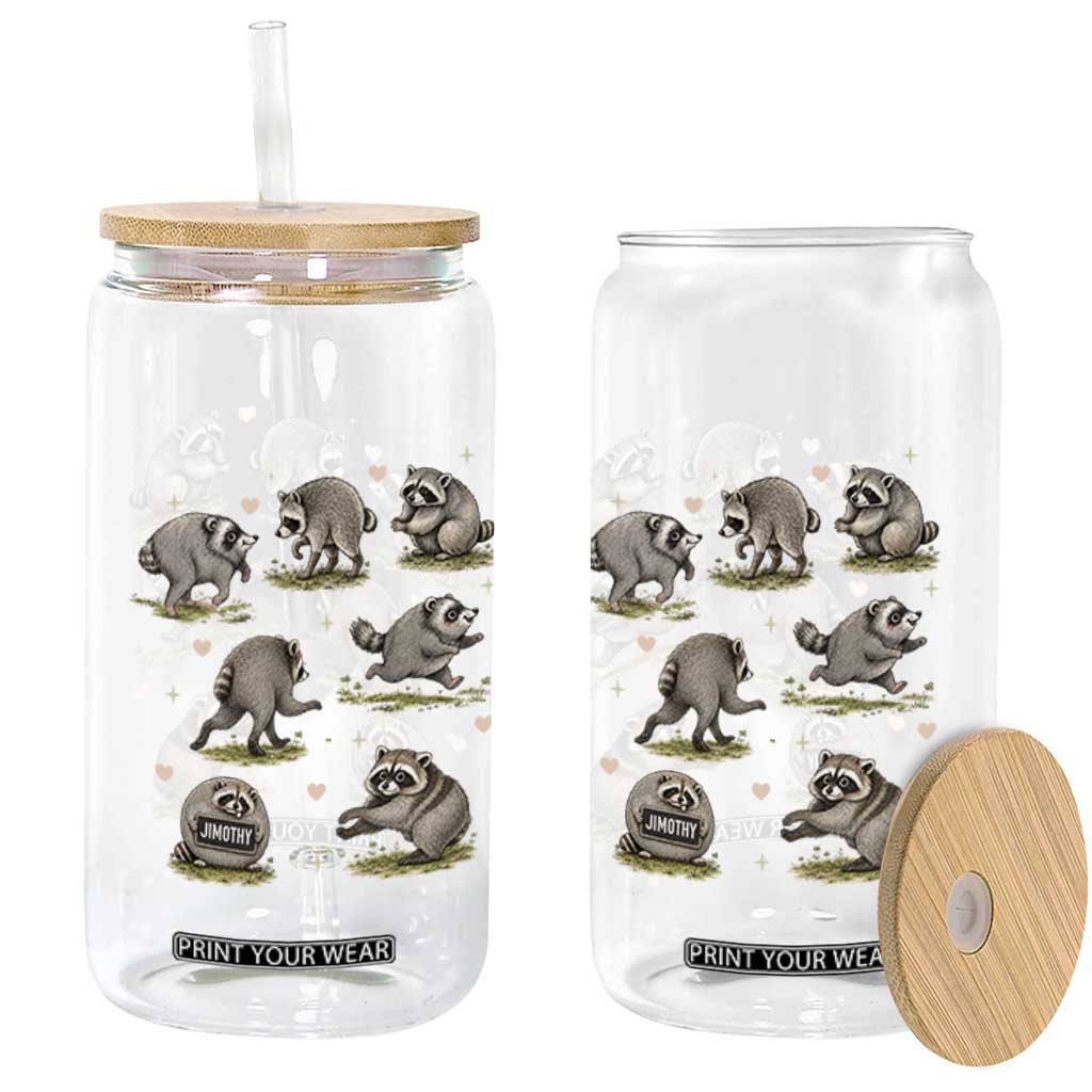 Cute Jimothy The Raccoon Glass Can Viral Seattle Wildlife Trash Panda Gift