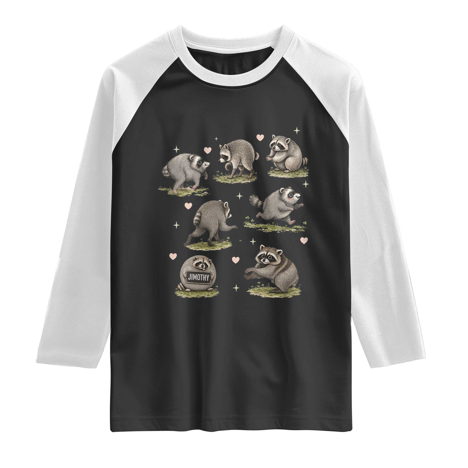 Cute Jimothy The Raccoon Raglan Shirt Viral Seattle Wildlife Trash Panda Gift TS12 Black White Print Your Wear