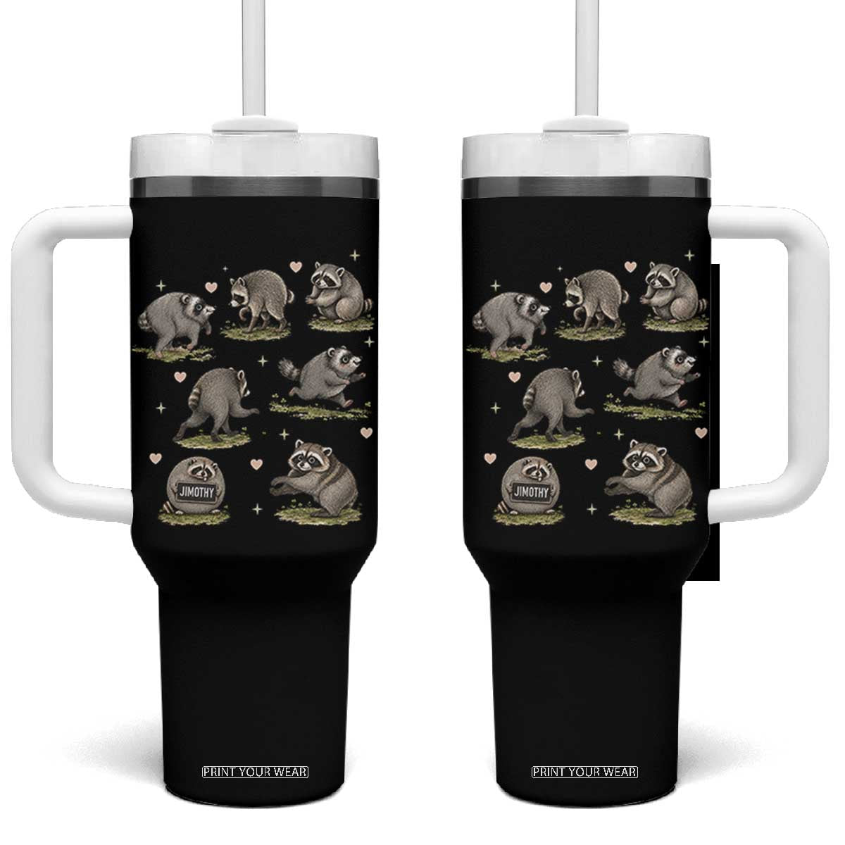 Cute Jimothy The Raccoon Tumbler With Handle Viral Seattle Wildlife Trash Panda Gift