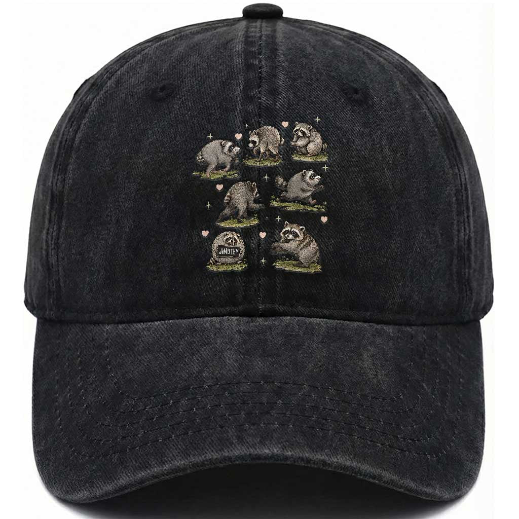 Cute Jimothy The Raccoon Washed Cotton Baseball Cap Viral Seattle Wildlife Trash Panda Gift TS12 Print Your Wear