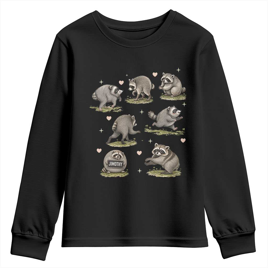 Cute Jimothy The Raccoon Youth Sweatshirt Viral Seattle Wildlife Trash Panda Gift TS12 Black Print Your Wear