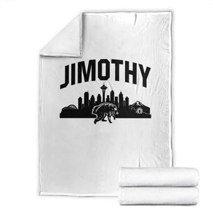 Jimothy The Raccoon Throw Blanket Seattle Space Needle Mount Rainier Landscape Art