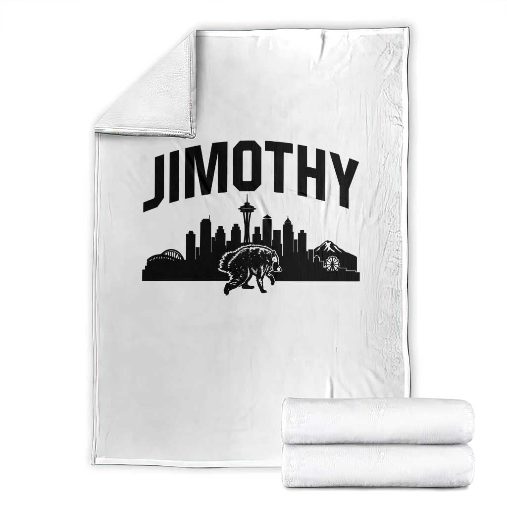 Jimothy The Raccoon Throw Blanket Seattle Space Needle Mount Rainier Landscape Art TS12 White Print Your Wear