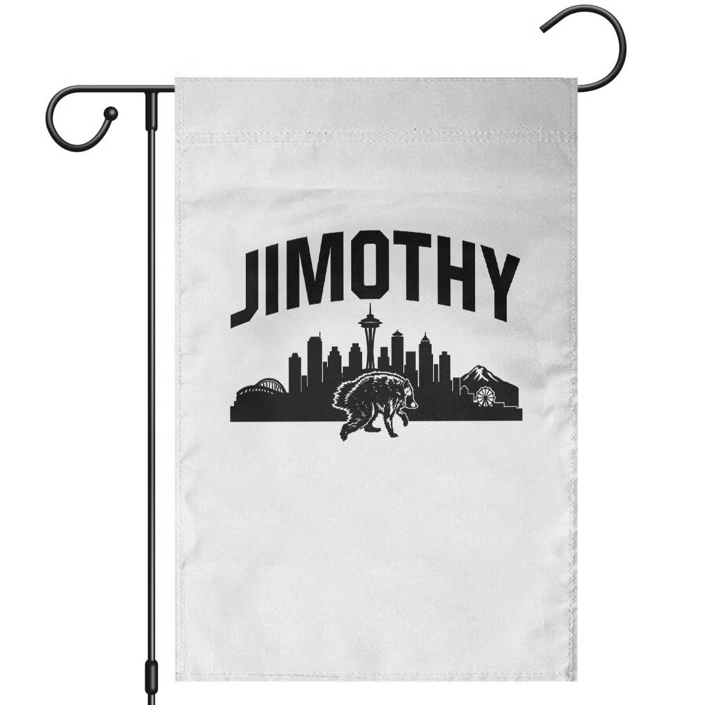 Jimothy The Raccoon Garden Flag Seattle Space Needle Mount Rainier Landscape Art TS12 White Print Your Wear