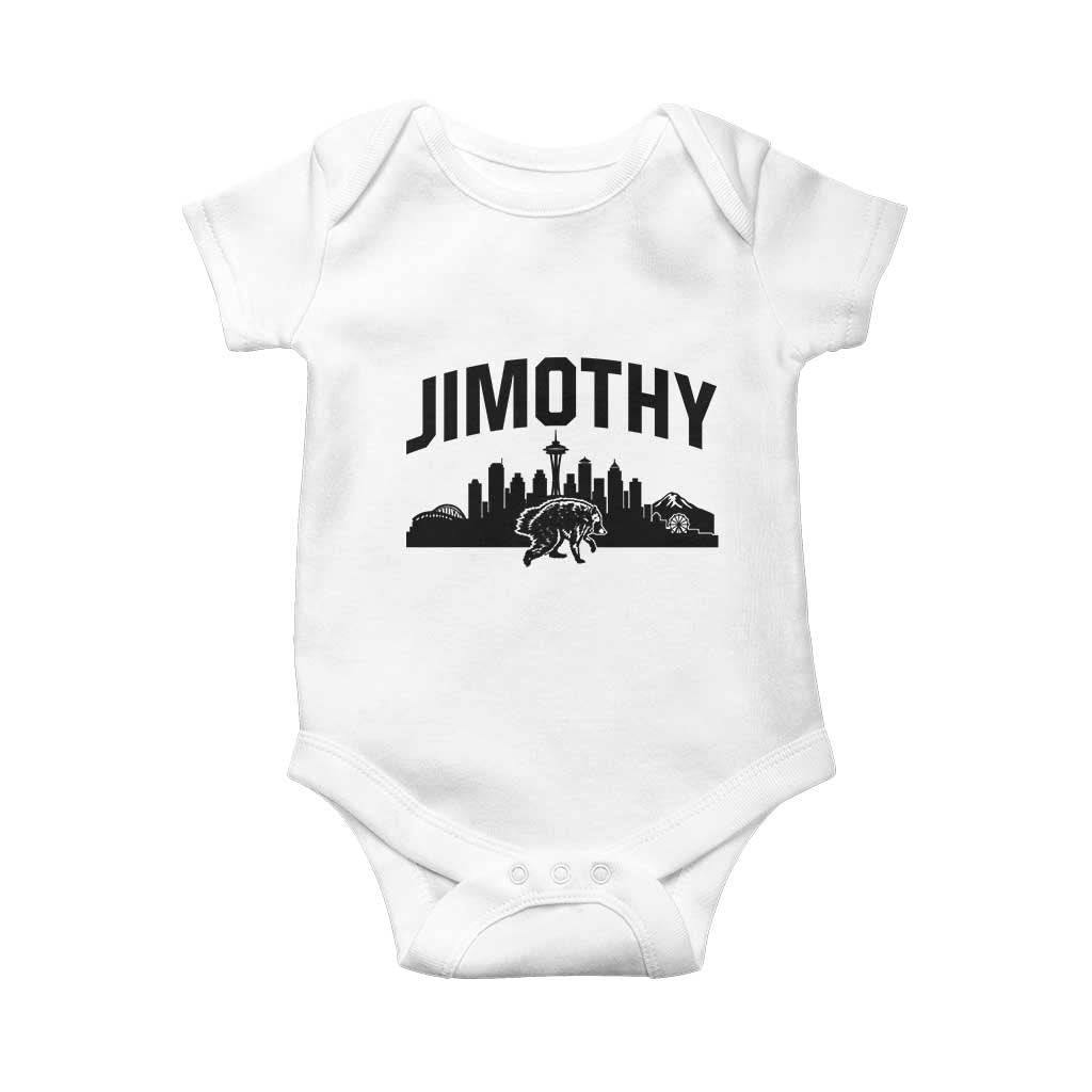 Jimothy The Raccoon Baby Onesie Seattle Space Needle Mount Rainier Landscape Art TS12 White Print Your Wear