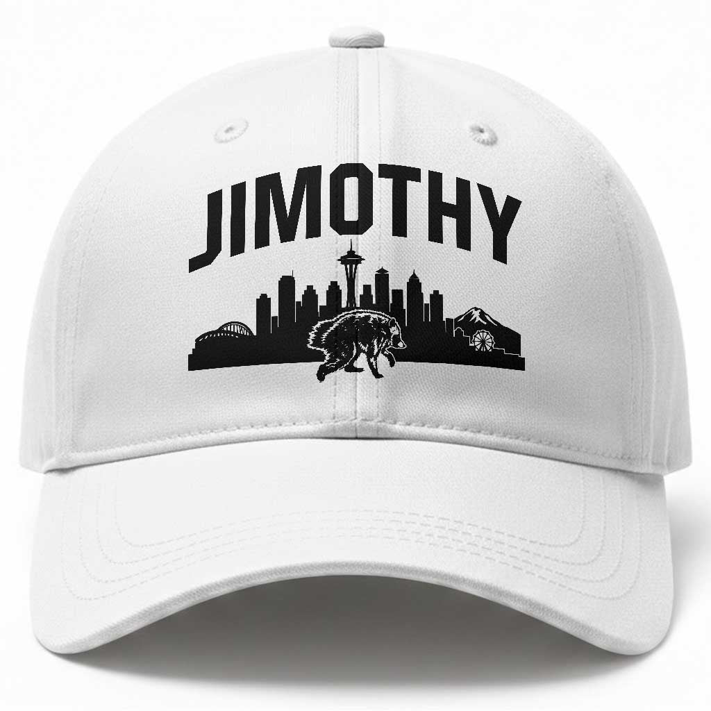 Jimothy The Raccoon Baseball Cap Seattle Space Needle Mount Rainier Landscape Art TS12 Print Your Wear