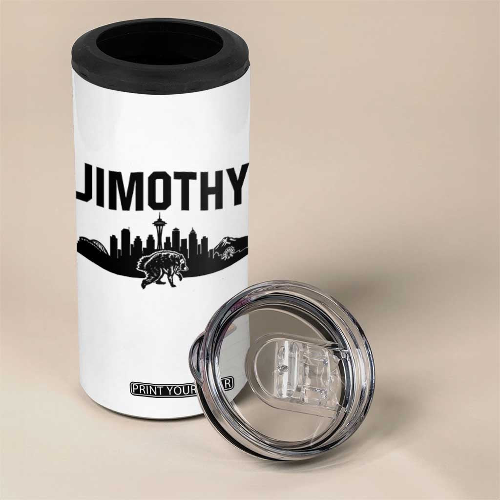 Jimothy The Raccoon 4 in 1 Can Cooler Tumbler Seattle Space Needle Mount Rainier Landscape Art
