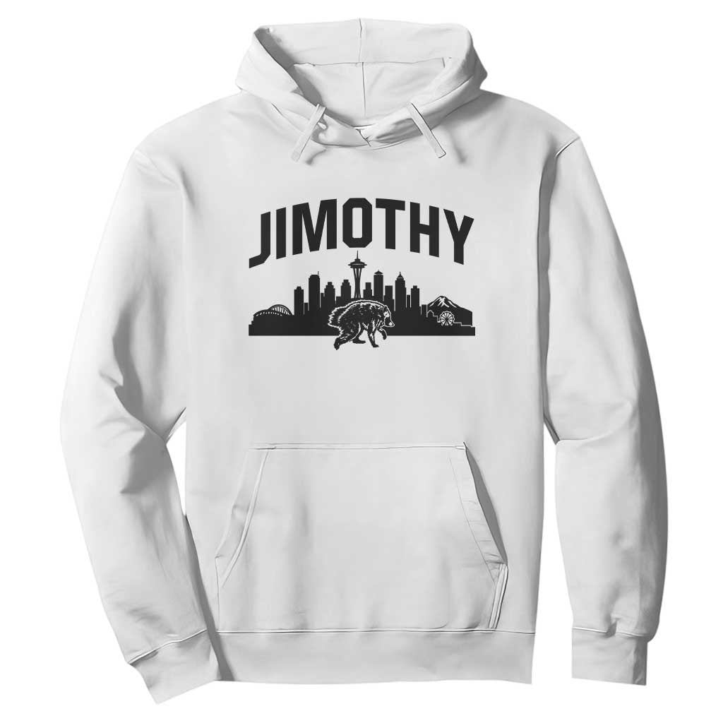Jimothy The Raccoon Hoodie Seattle Space Needle Mount Rainier Landscape Art TS12 White Print Your Wear