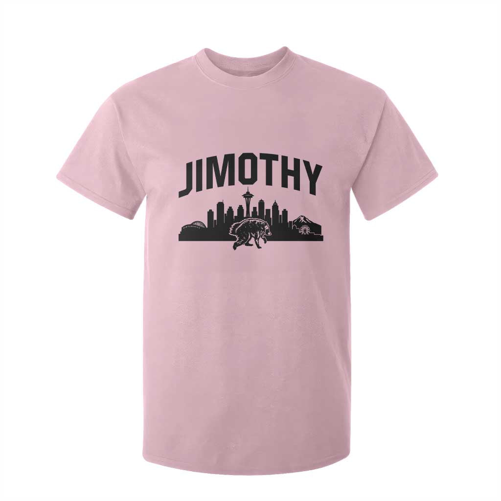 Jimothy The Raccoon T Shirt For Kid Seattle Space Needle Mount Rainier Landscape Art