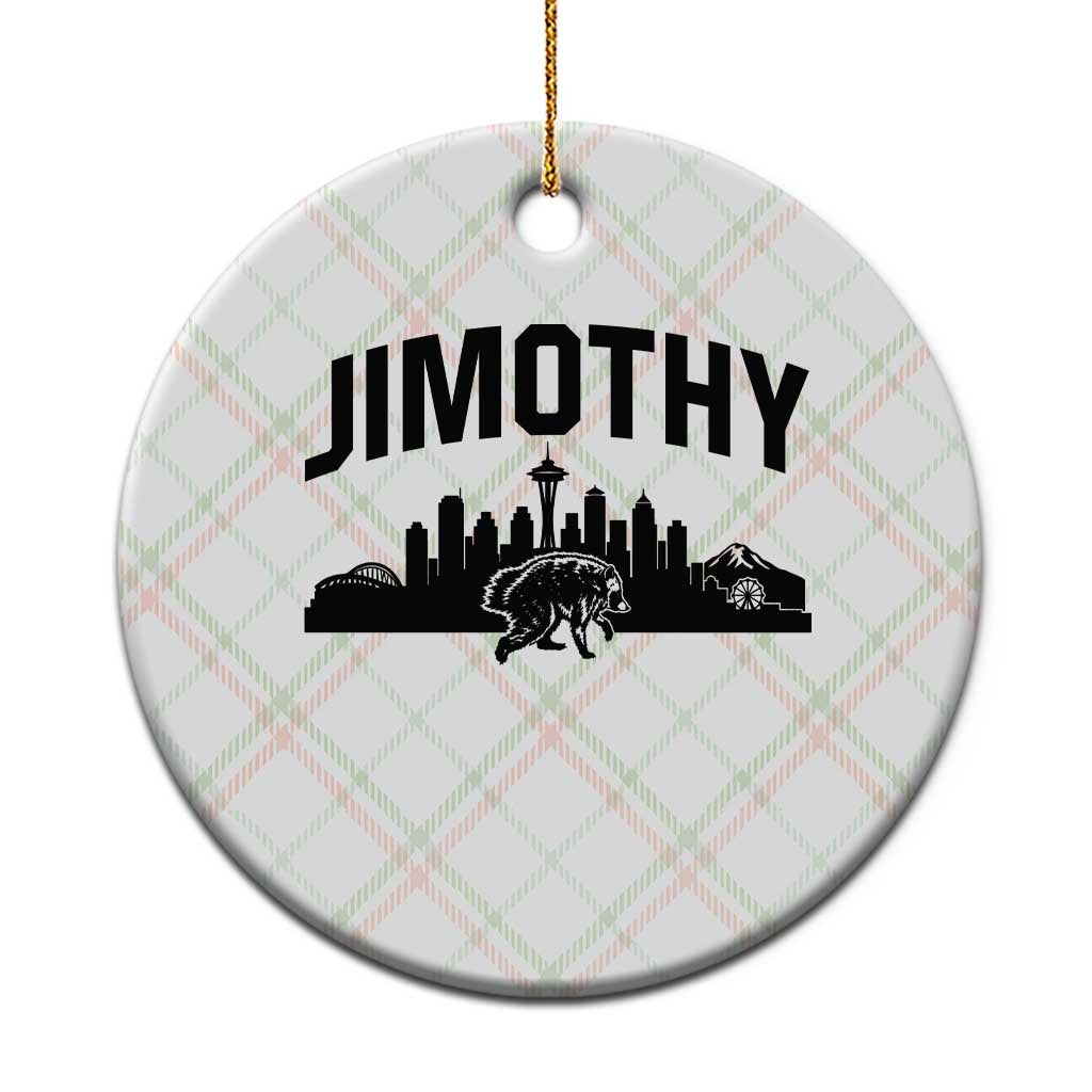 Jimothy The Raccoon Ceramic Ornament Seattle Space Needle Mount Rainier Landscape Art