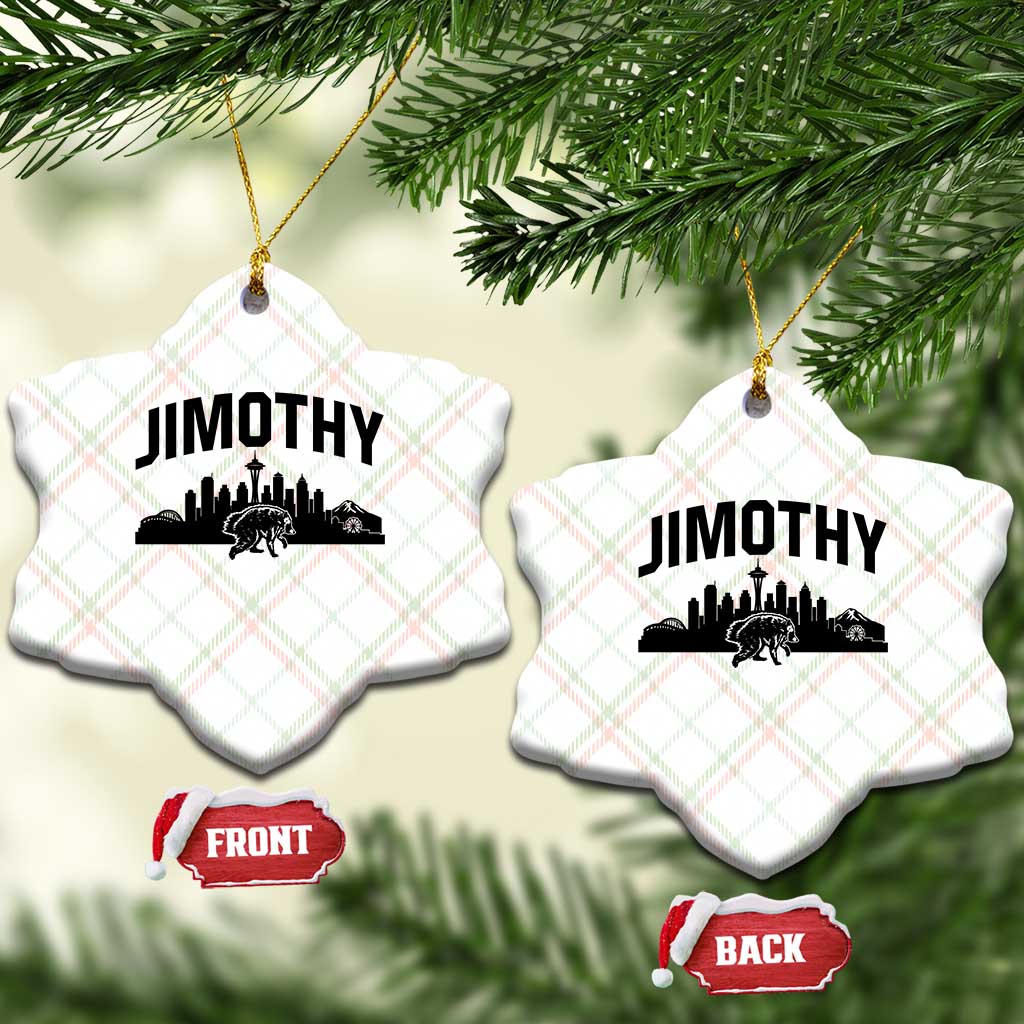 Jimothy The Raccoon Ceramic Ornament Seattle Space Needle Mount Rainier Landscape Art