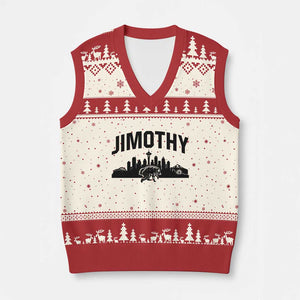 Jimothy The Raccoon V-Neck Knit Sweater Vest Seattle Space Needle Mount Rainier Landscape Art