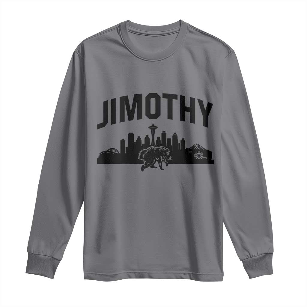 Jimothy The Raccoon Long Sleeve Shirt Seattle Space Needle Mount Rainier Landscape Art