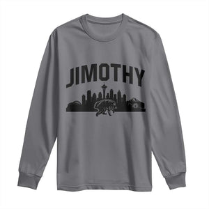 Jimothy The Raccoon Long Sleeve Shirt Seattle Space Needle Mount Rainier Landscape Art