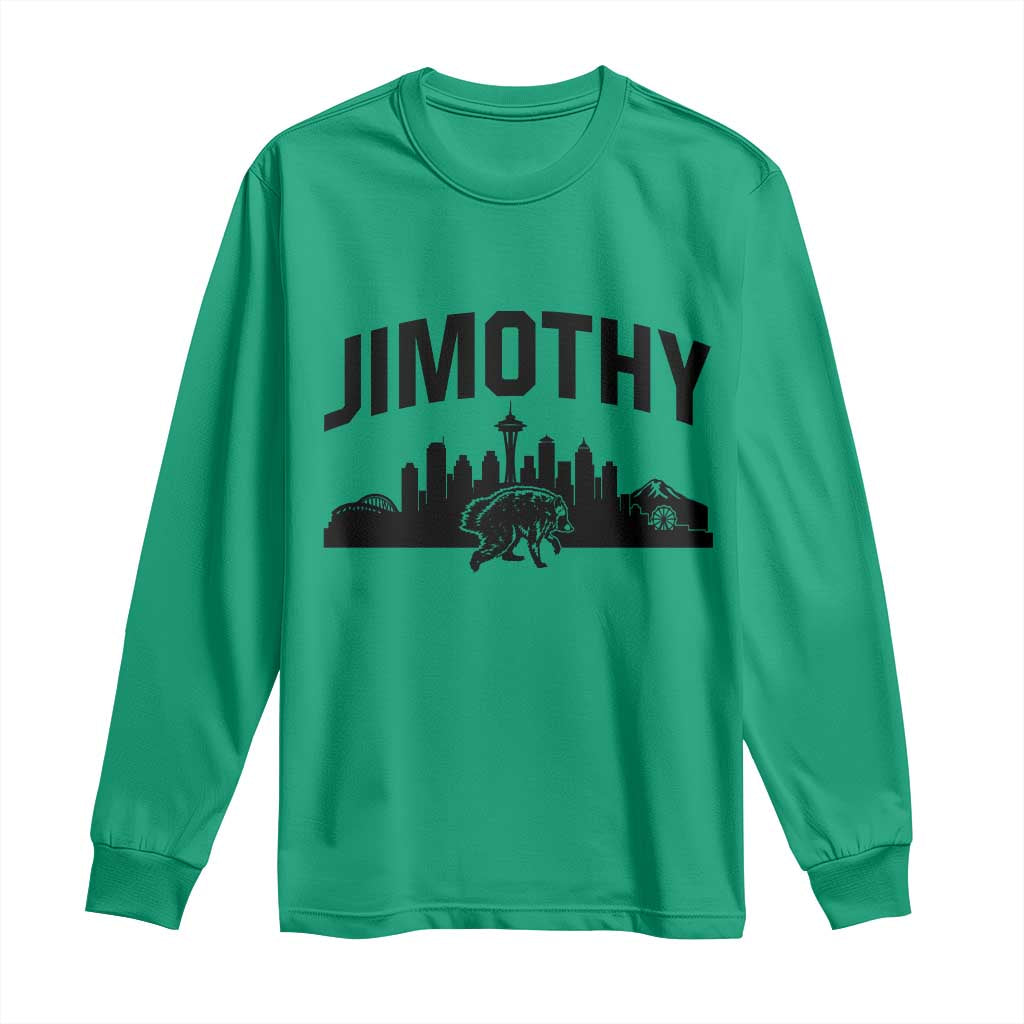 Jimothy The Raccoon Long Sleeve Shirt Seattle Space Needle Mount Rainier Landscape Art