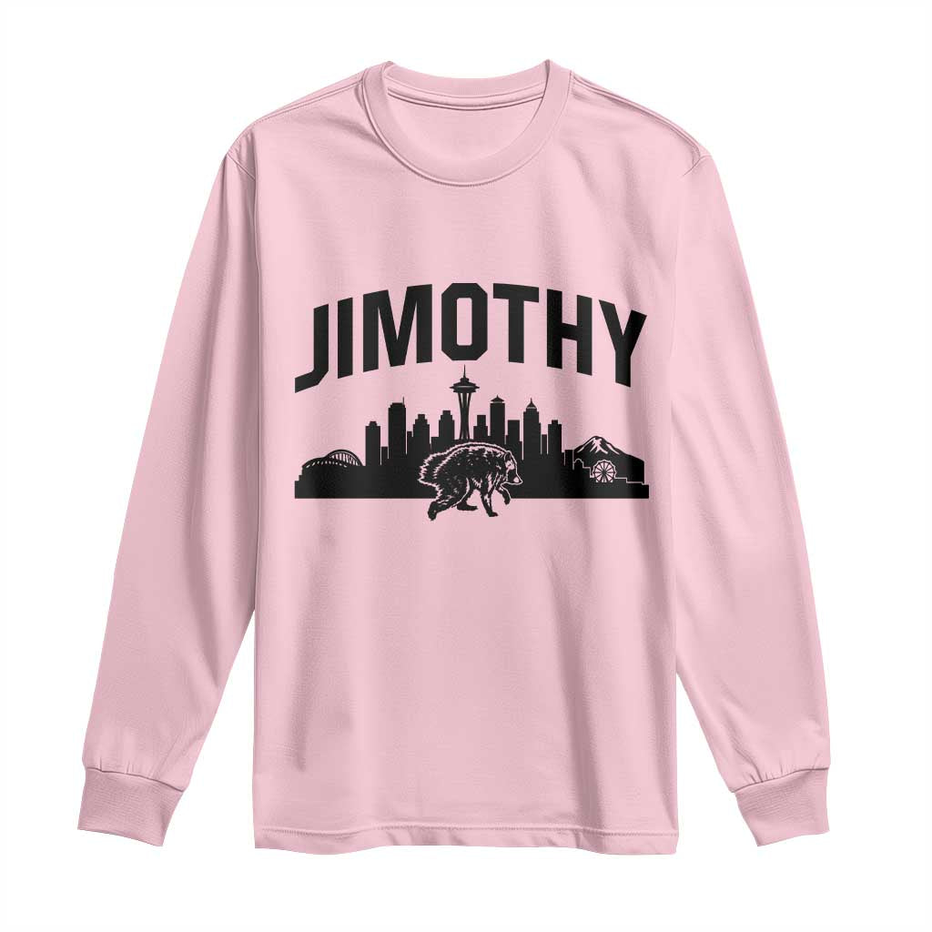 Jimothy The Raccoon Long Sleeve Shirt Seattle Space Needle Mount Rainier Landscape Art