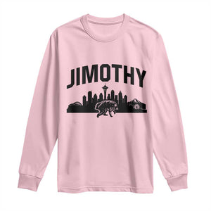 Jimothy The Raccoon Long Sleeve Shirt Seattle Space Needle Mount Rainier Landscape Art