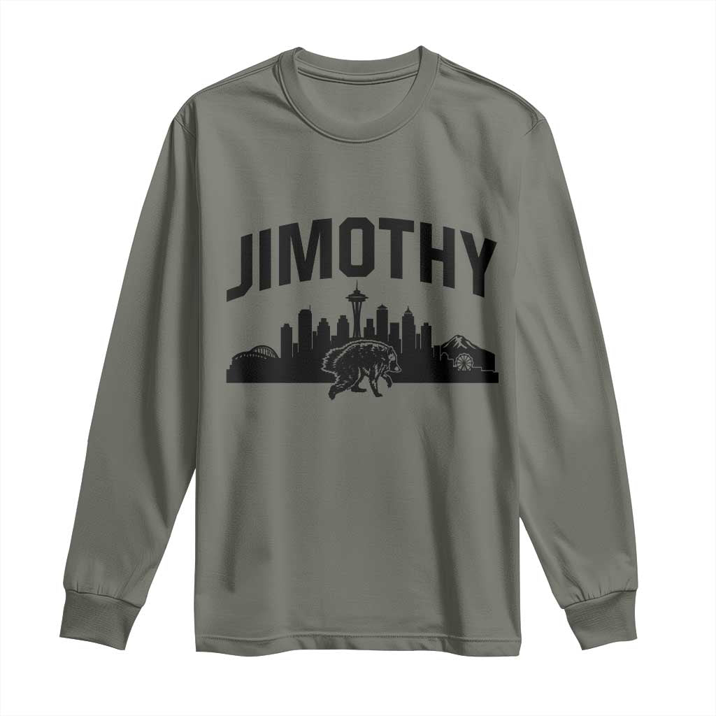 Jimothy The Raccoon Long Sleeve Shirt Seattle Space Needle Mount Rainier Landscape Art