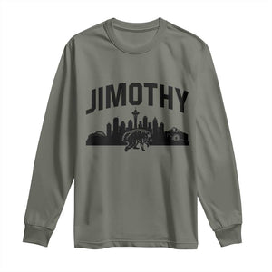 Jimothy The Raccoon Long Sleeve Shirt Seattle Space Needle Mount Rainier Landscape Art