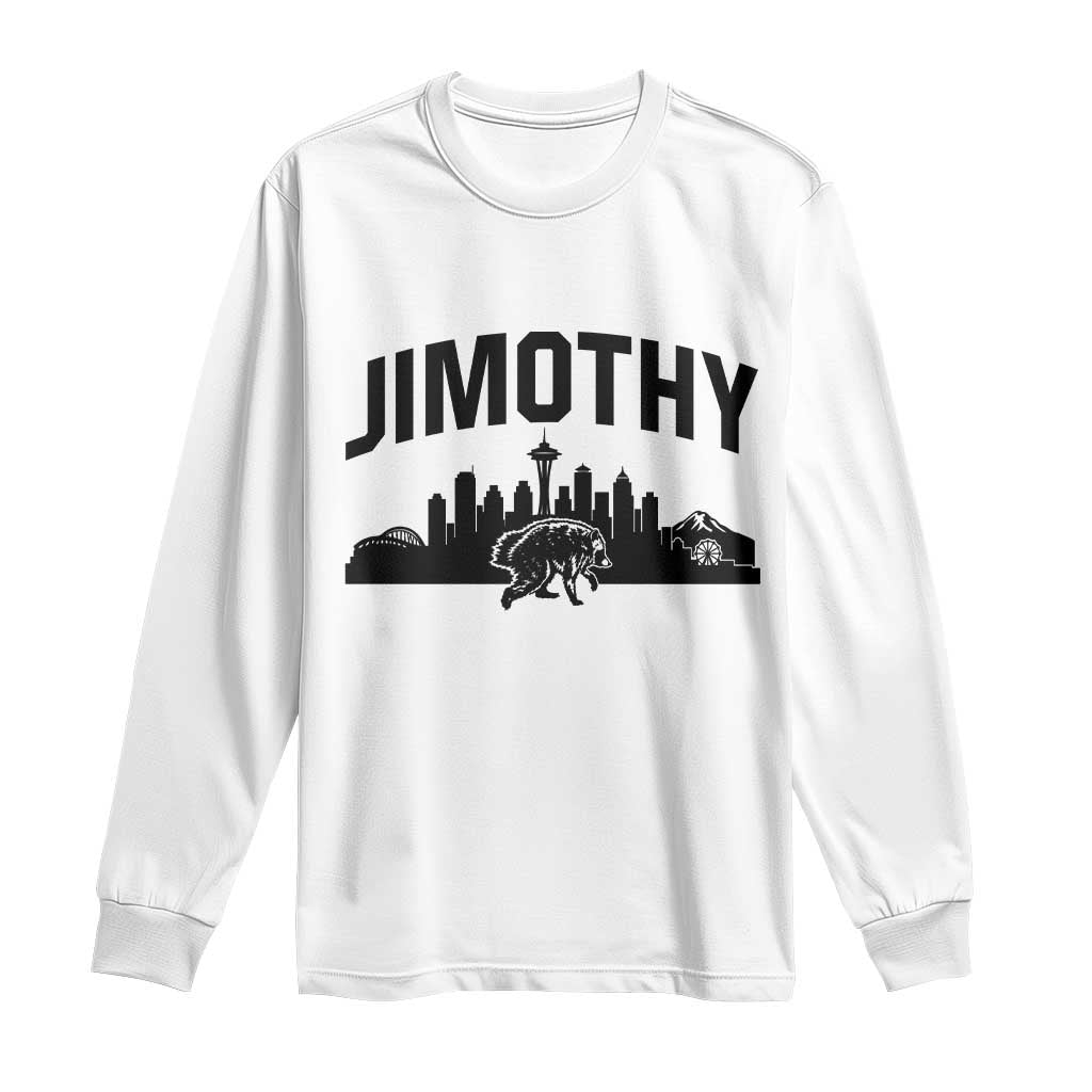 Jimothy The Raccoon Long Sleeve Shirt Seattle Space Needle Mount Rainier Landscape Art TS12 White Print Your Wear