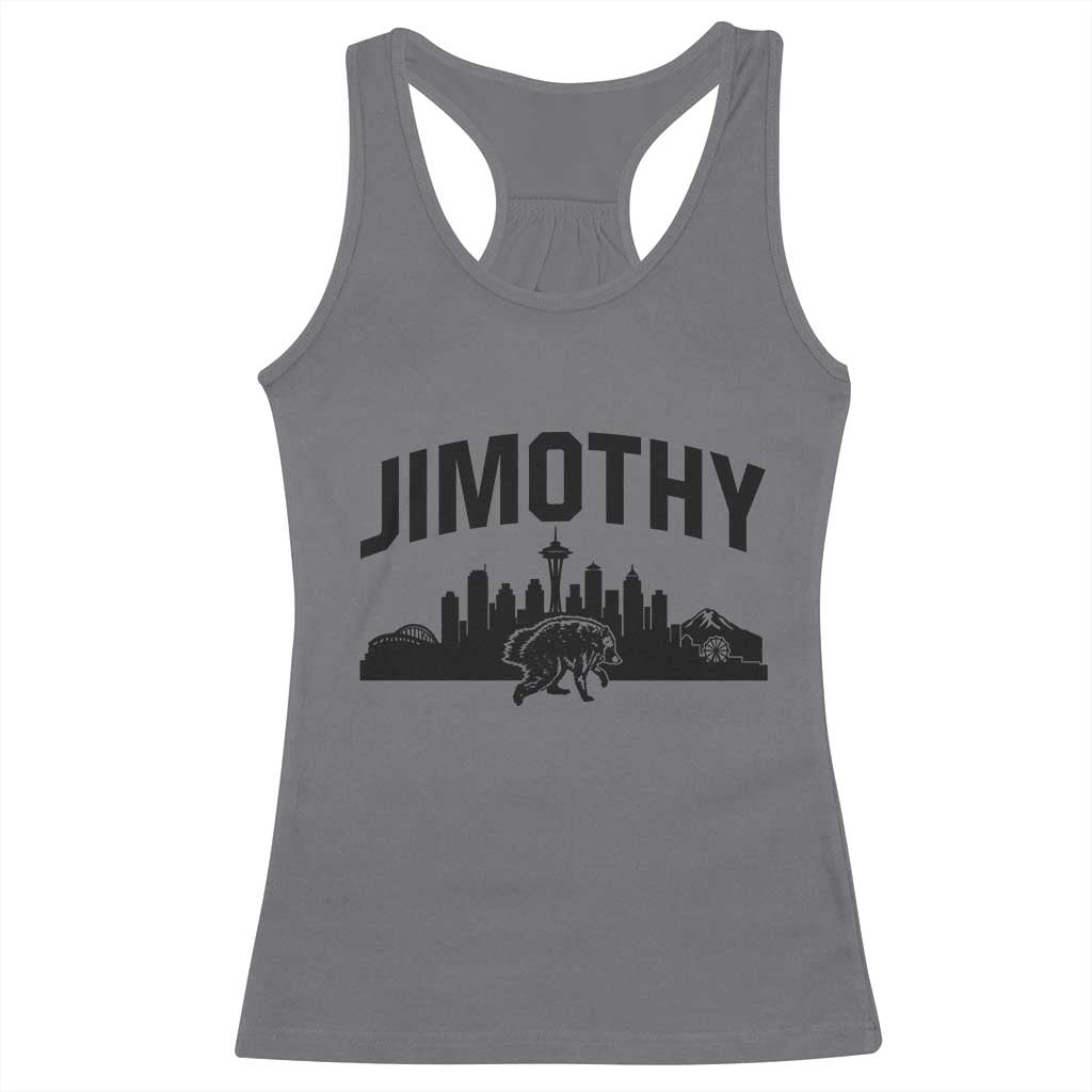 Jimothy The Raccoon Racerback Tank Top Seattle Space Needle Mount Rainier Landscape Art