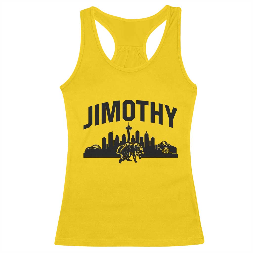 Jimothy The Raccoon Racerback Tank Top Seattle Space Needle Mount Rainier Landscape Art