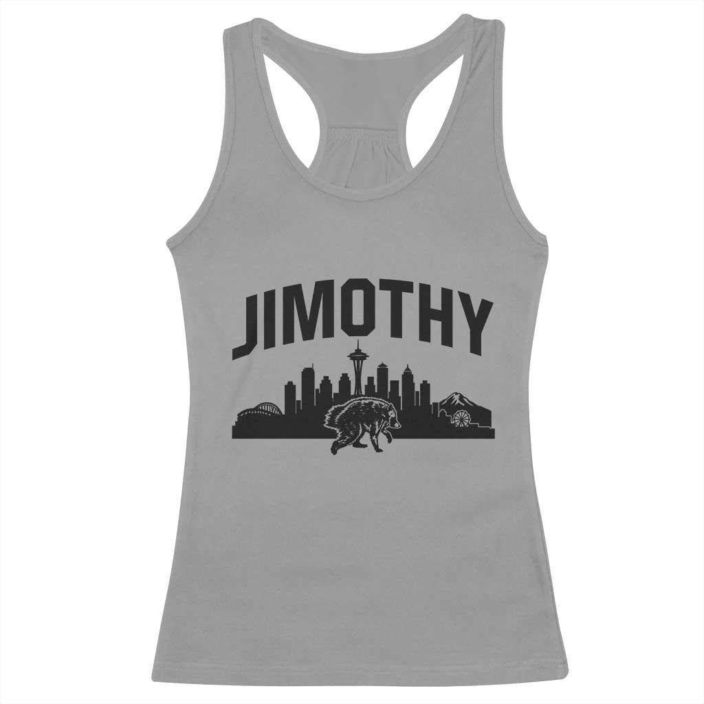 Jimothy The Raccoon Racerback Tank Top Seattle Space Needle Mount Rainier Landscape Art