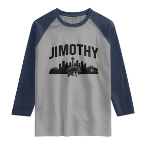 Jimothy The Raccoon Raglan Shirt Seattle Space Needle Mount Rainier Landscape Art