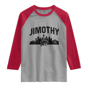 Jimothy The Raccoon Raglan Shirt Seattle Space Needle Mount Rainier Landscape Art
