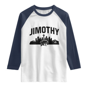 Jimothy The Raccoon Raglan Shirt Seattle Space Needle Mount Rainier Landscape Art