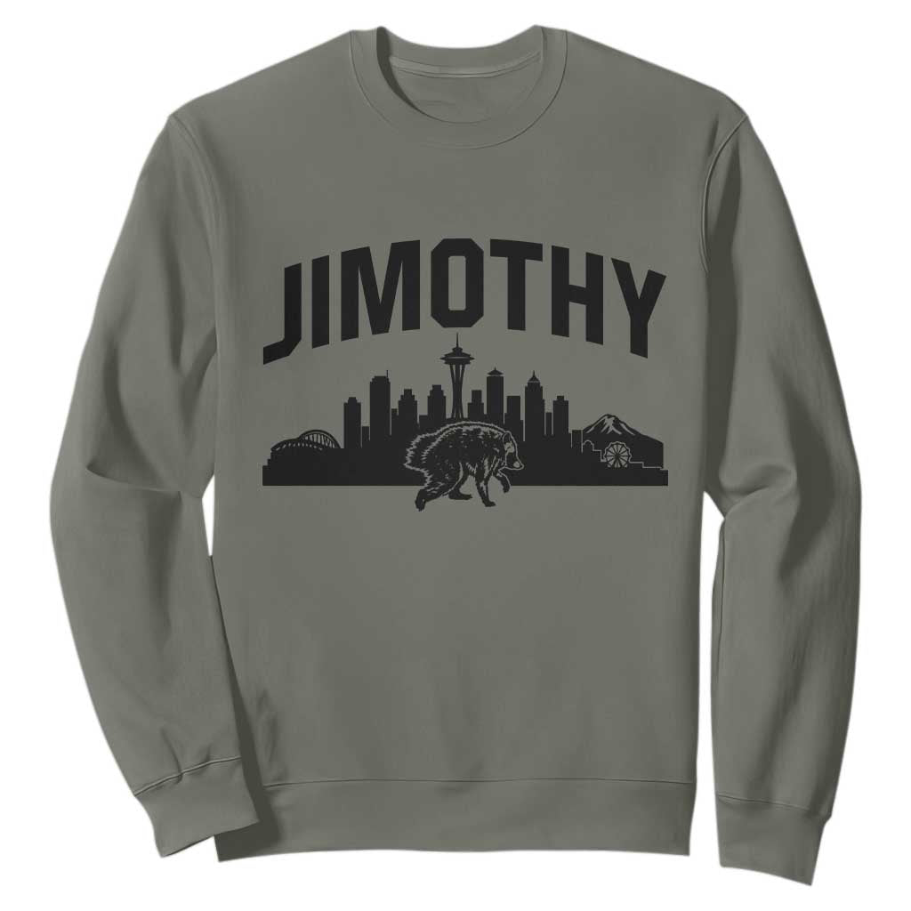 Jimothy The Raccoon Sweatshirt Seattle Space Needle Mount Rainier Landscape Art