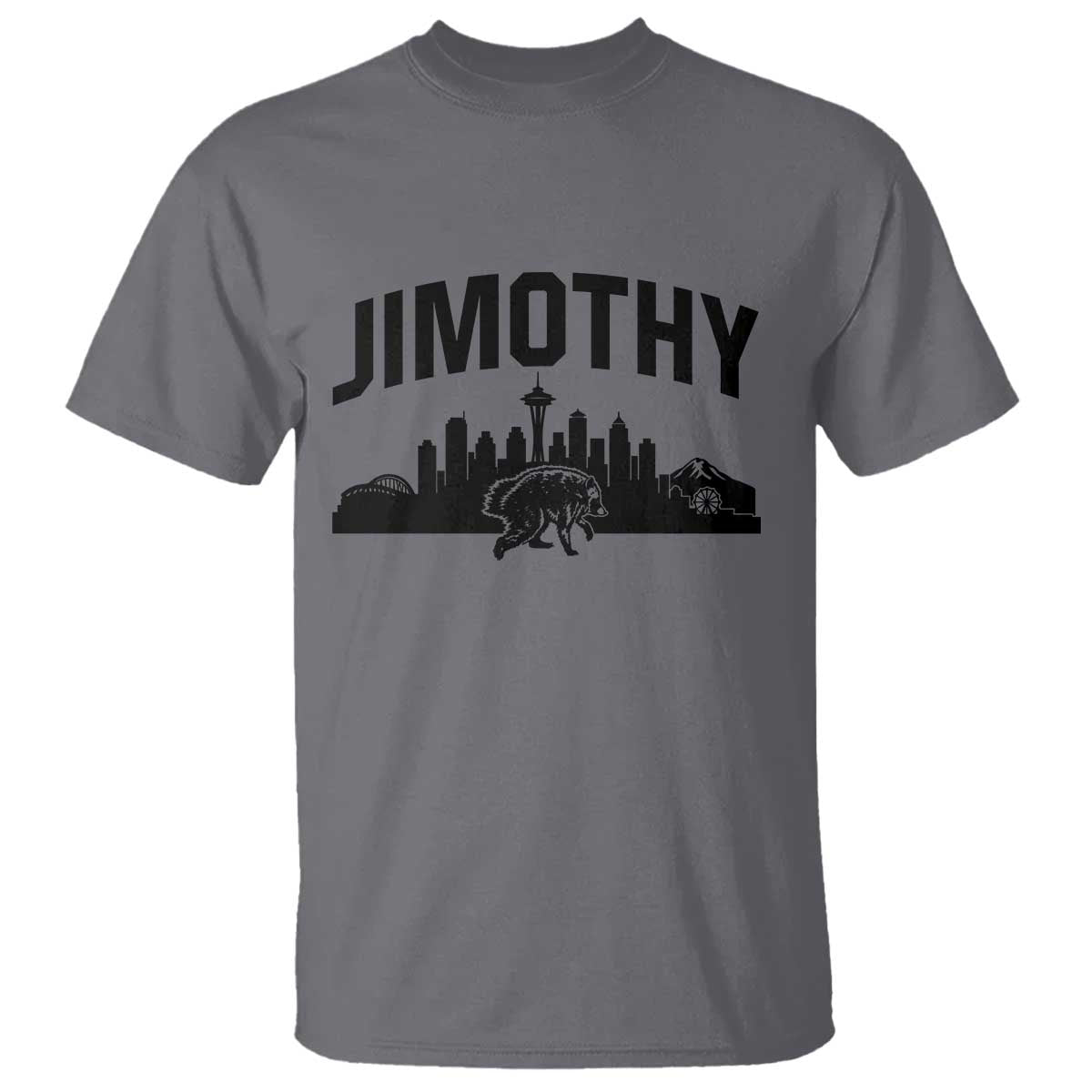 Jimothy The Raccoon T Shirt Seattle Space Needle Mount Rainier Landscape Art
