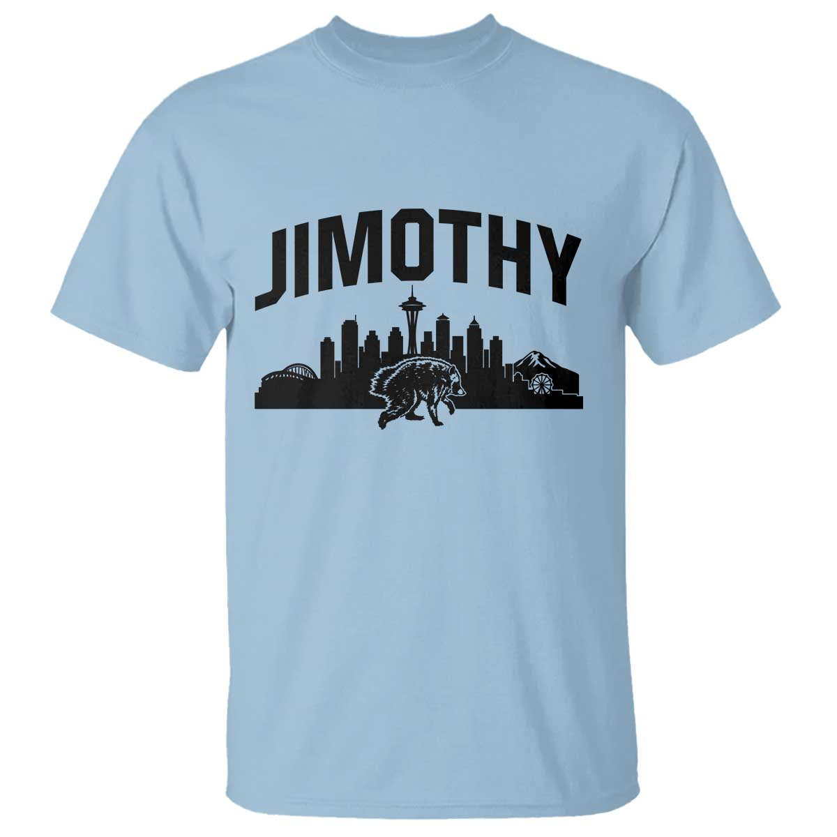 Jimothy The Raccoon T Shirt Seattle Space Needle Mount Rainier Landscape Art