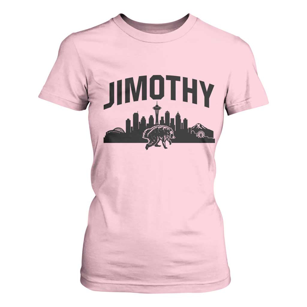 Jimothy The Raccoon T Shirt For Women Seattle Space Needle Mount Rainier Landscape Art