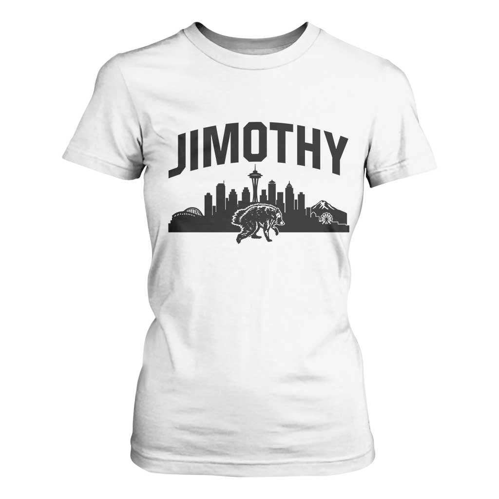 Jimothy The Raccoon T Shirt For Women Seattle Space Needle Mount Rainier Landscape Art