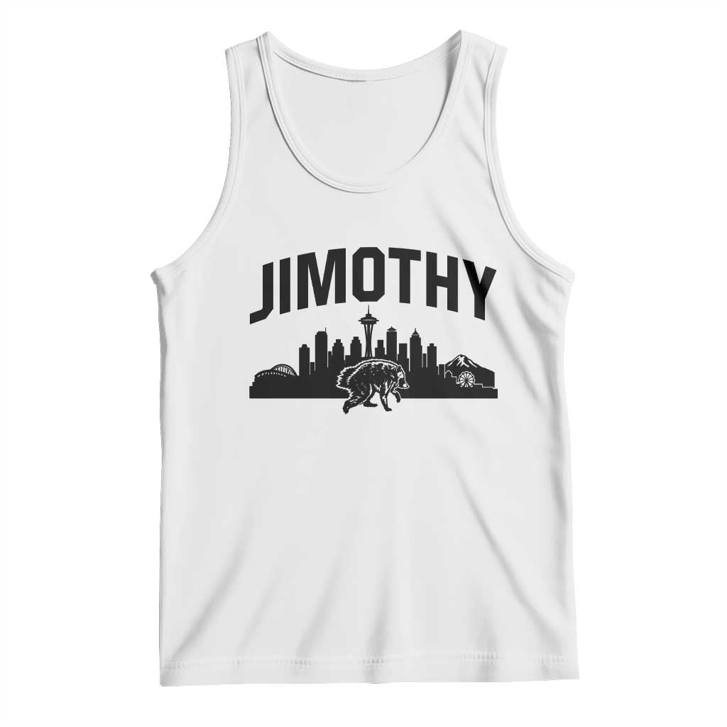 Jimothy The Raccoon Tank Top Seattle Space Needle Mount Rainier Landscape Art TS12 White Print Your Wear