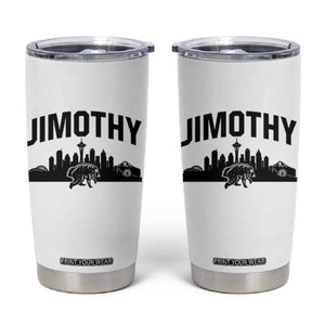 Jimothy The Raccoon Tumbler Cup Seattle Space Needle Mount Rainier Landscape Art