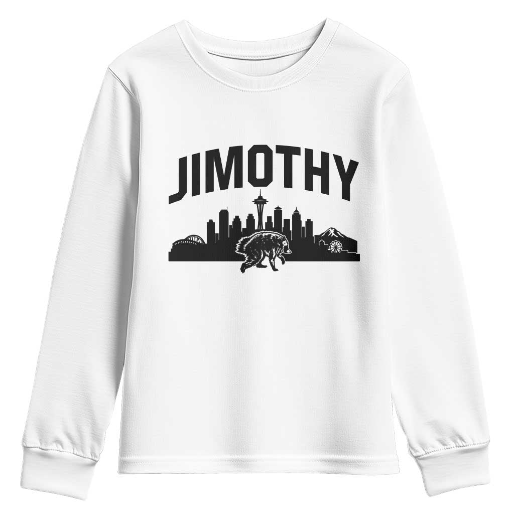 Jimothy The Raccoon Youth Sweatshirt Seattle Space Needle Mount Rainier Landscape Art TS12 White Print Your Wear