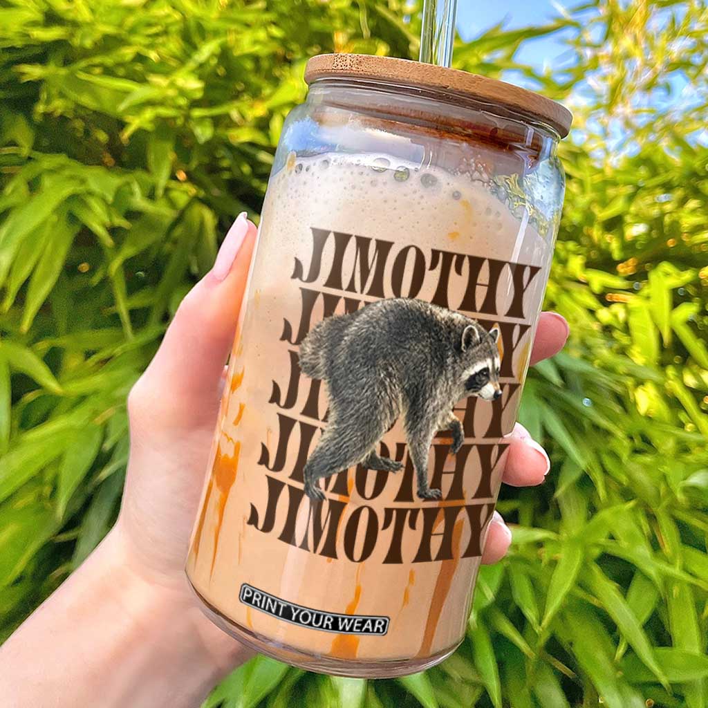 Jimothy The Raccoon Glass Can Vintage Trash Panda Animal Lover Gift TS12 White Print Your Wear