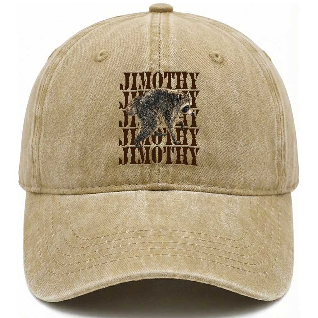 Jimothy The Raccoon Washed Cotton Baseball Cap Vintage Trash Panda Animal Lover Gift TS12 Print Your Wear