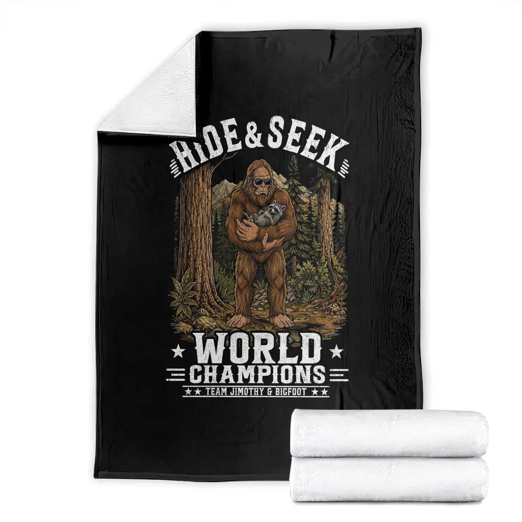 Bigfoot Jimothy The Raccoon Cryptid Animal Friendship Throw Blanket Hide And Seek World Champions TS12 Black Print Your Wear
