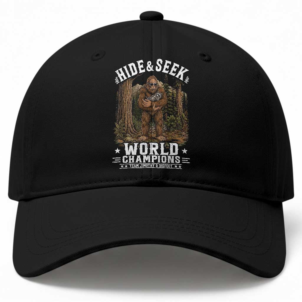 Bigfoot Jimothy The Raccoon Cryptid Animal Friendship Baseball Cap Hide And Seek World Champions TS12 Print Your Wear