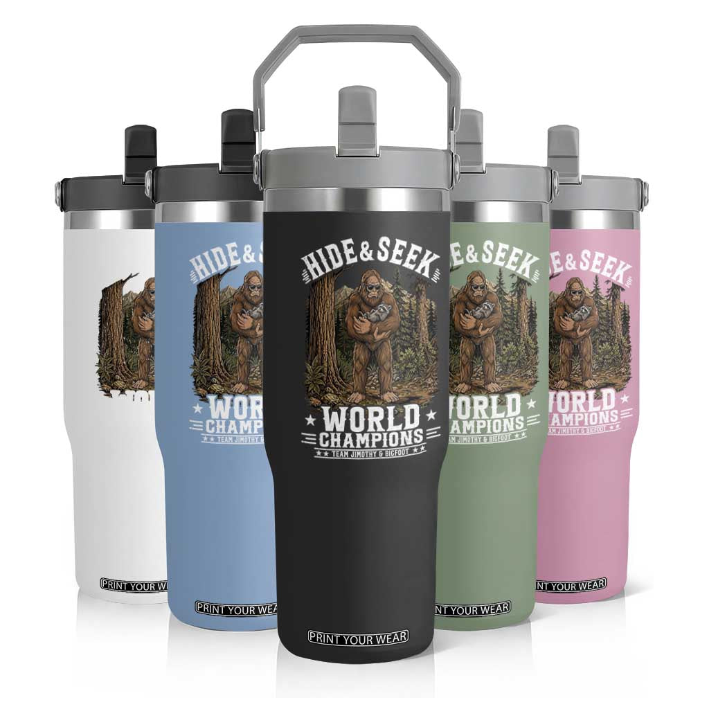 Bigfoot Jimothy The Raccoon Cryptid Animal Friendship Flip Straw Tumbler Hide And Seek World Champions