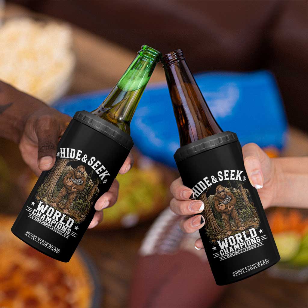Bigfoot Jimothy The Raccoon Cryptid Animal Friendship 4 in 1 Can Cooler Tumbler Hide And Seek World Champions