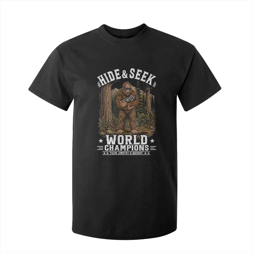 Bigfoot Jimothy The Raccoon Cryptid Animal Friendship T Shirt For Kid Hide And Seek World Champions