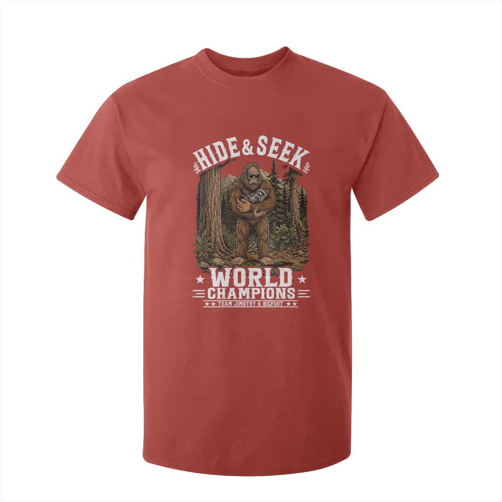 Bigfoot Jimothy The Raccoon Cryptid Animal Friendship T Shirt For Kid Hide And Seek World Champions