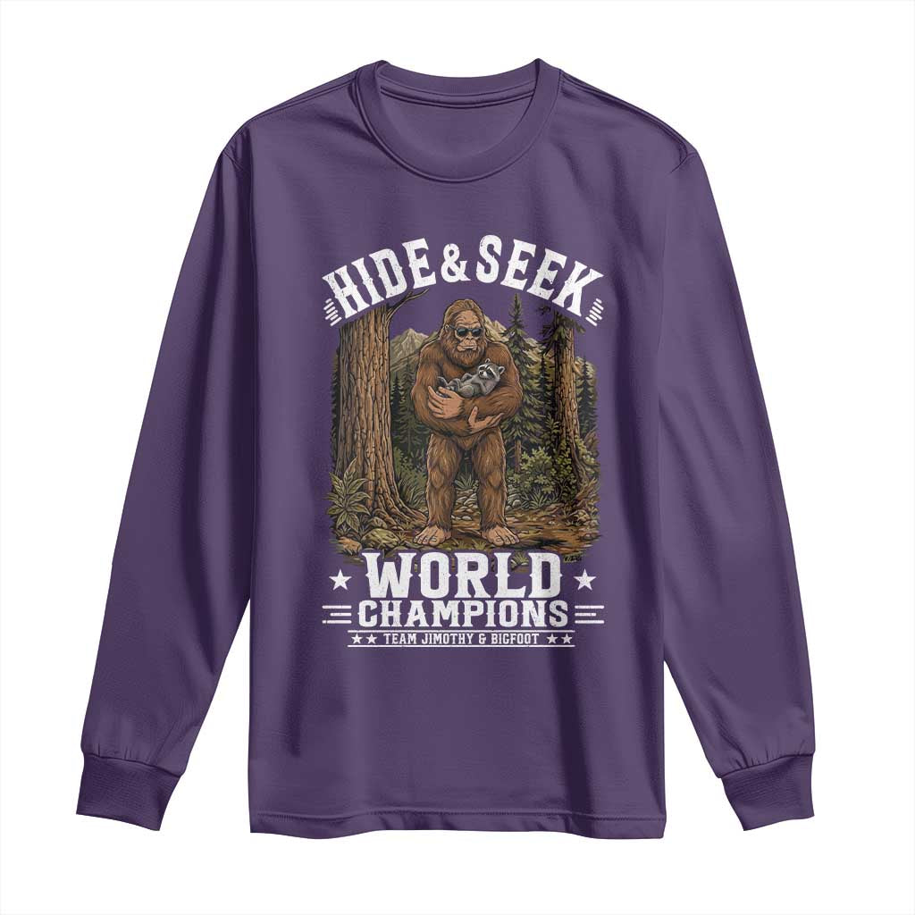 Bigfoot Jimothy The Raccoon Cryptid Animal Friendship Long Sleeve Shirt Hide And Seek World Champions